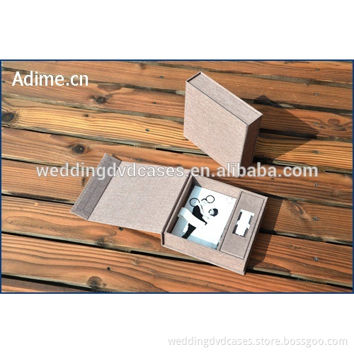 Custom Wedding Fabric Linen USB Photo Print Packaging Keepsake Box